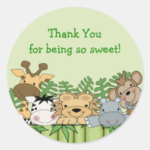 Rond Bébé Jungle Merci Safari Sticker Baby shower