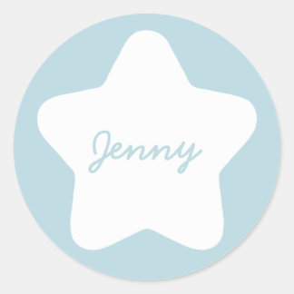 Rond Bébé mignon Blue Star Nom personnalisé Sticker