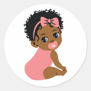 Rond Bébé mignonne noire fille en Sticker Romper