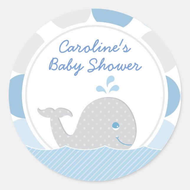 Rond Bébé Mod Whale Bébé Douche Bleu et gris Sticker (Devant)