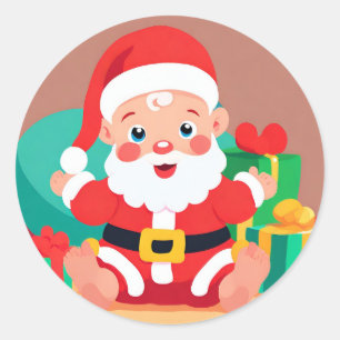 Rond Bébé Père Noël Jouer illustration Sticker