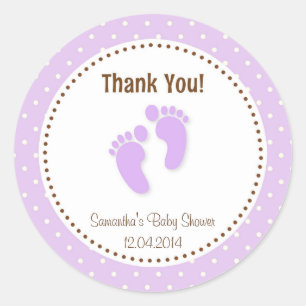 Rond Bébé pieds Baby shower Sticker pourpre
