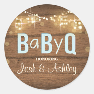 Rond Bébé Q Coed BBQ Baby shower Enveloppe Sticker