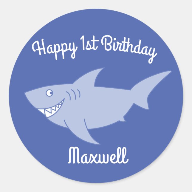 Rond Bébé Requin 1er Sticker Anniversaire Phoques (Devant)