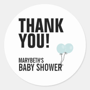 Rond Bébé Sticker Baby shower Bleu Simple