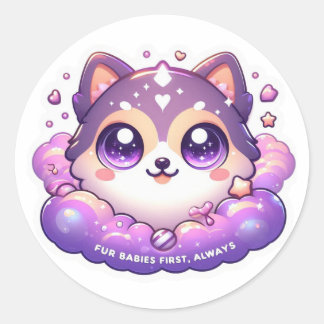 Rond Bébés de fourrure d'abord, toujours mignon Sticker