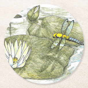 Rond Belle libellule et Lily Pad 4" Dessous de verre ro