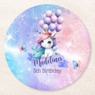 Rond Belle licorne avec Dessous de verre en papier ball