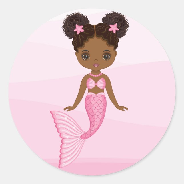 Rond Belle sirène noire avec Sticker à queue de poisson (Devant)