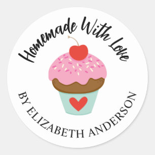 Rond Belle Sticker À Cupcake Fabriqué Maison Avec Amour