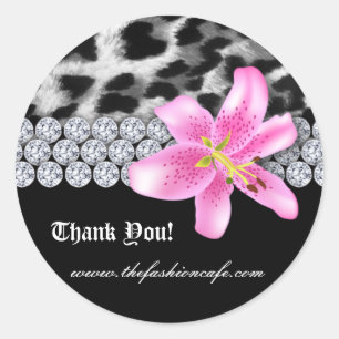 Rond Bijoux Leopard Sticker Lily Flower Merci