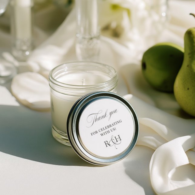 Rond Black & White Thank You Wedding Favor Sticker (Black & White Thank You Wedding Favor Sticker)