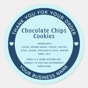 Rond Bleu Aqua Cottage Droit Ingrédient Cookie Sticker