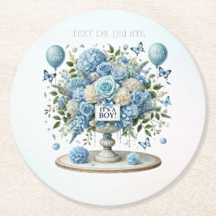 Rond Bleu blanc Vase papier Dessous de verre