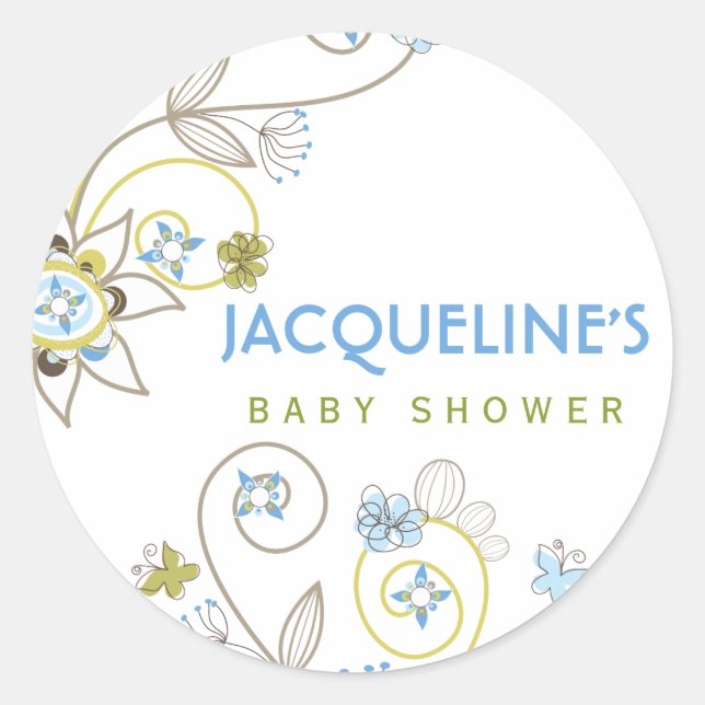 Rond Bleu doux sauvage Bébé Garçon Sticker douche (Devant)