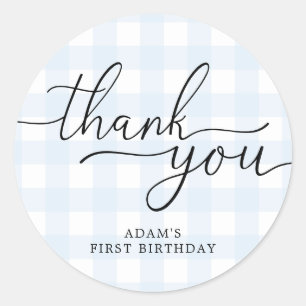 Rond Bleu En vichy Anniversaire Merci Favoriser Sticker