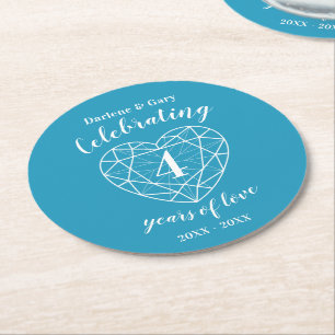 Rond Bleu topaz anniversaire 4 ans de dessous de verre