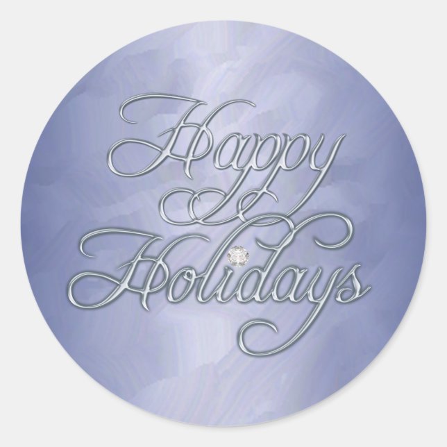 Rond Blue Foil Happy Holidays Diamond Sticker (Devant)