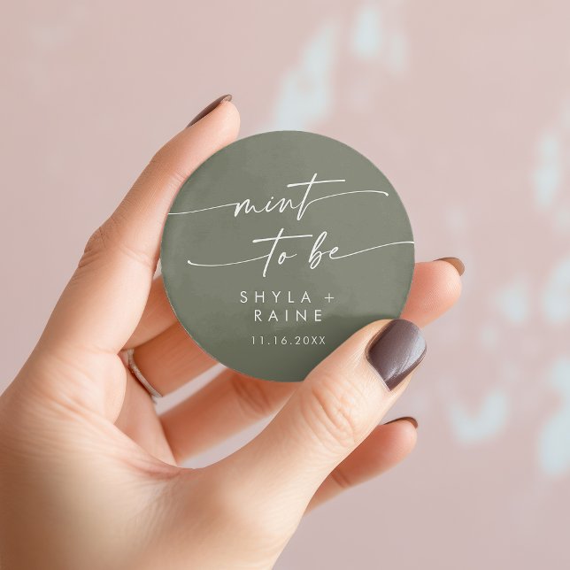 Rond Boho Chic Olive Green Mint Pour Être Sticker préfé (Boho Chic Olive Green Mint To Be Favor Sticker)