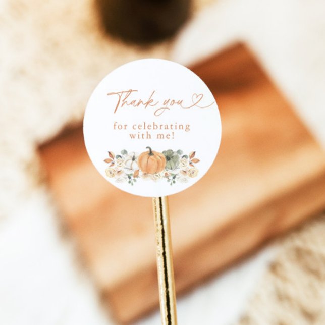 Rond Boho Fall Pumpkin Thank You Favor Sticker (Créateur téléchargé)