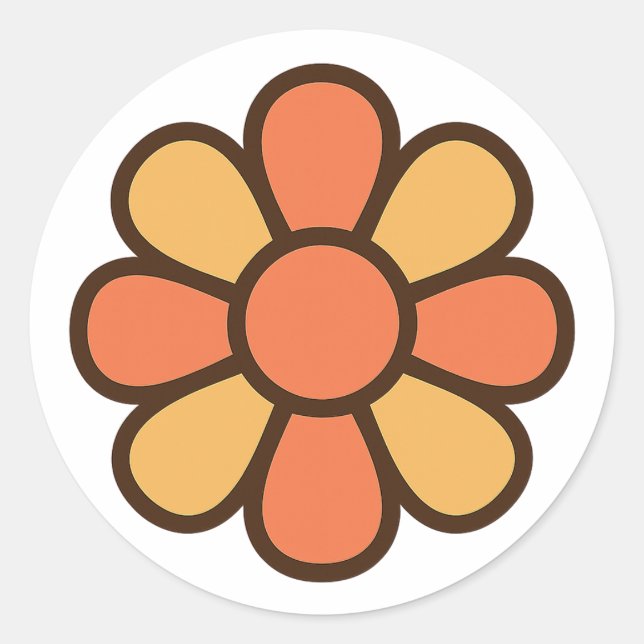Rond Bold Retro Daisy Sticker (Devant)