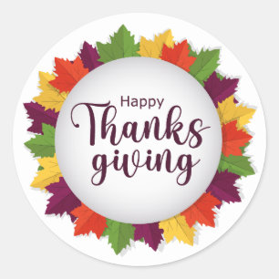 Rond Bon thanksgiving Jour Automne Feuilles Sticker Cad