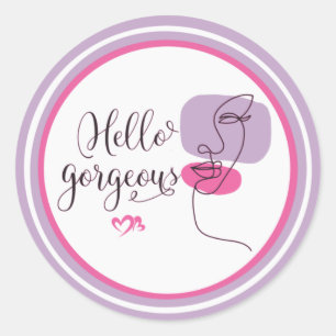Rond Bonjour Magnifique illustration faciale Sticker