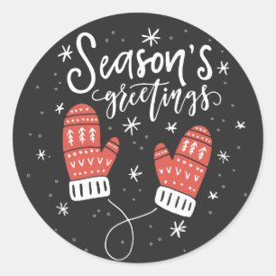 Rond Bonnes Fêtes Red Mittens Sticker II