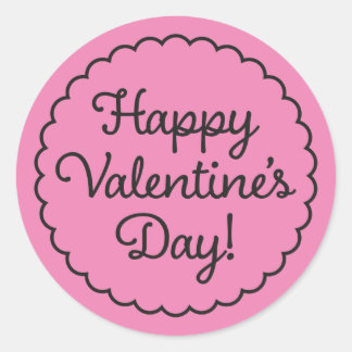 Rond Bordure à crampons Sticker Saint-Valentin rose