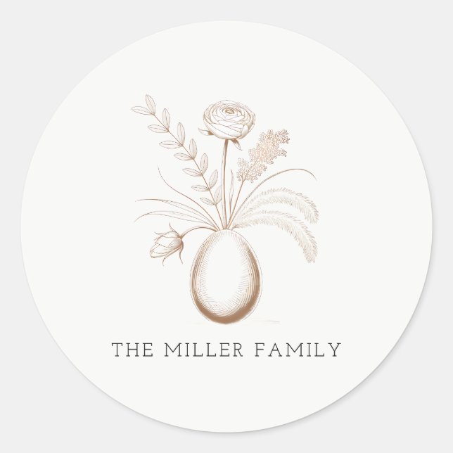 Rond Botanical Easter Personalized Round Sticker (Devant)