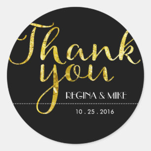 Rond Bouchon Or et Sticker Merci Script noir