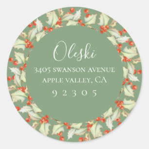 Rond Boughes De Wreath Holly Retourner Adresse Sticker
