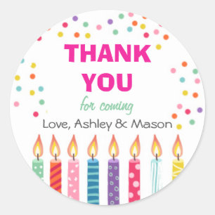 Rond Bougies Anniversaire Merci Sticker Cupcake Topper