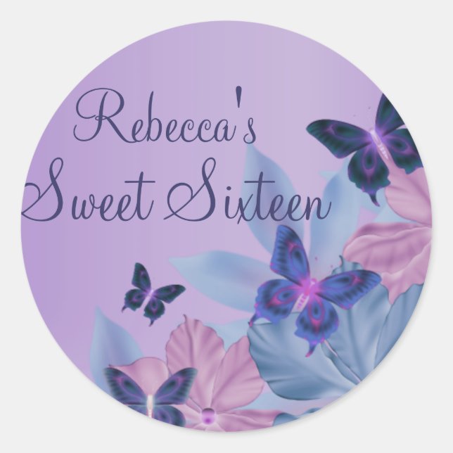 Rond Bouton bleu et violet brasseur doux 16 Sticker (Devant)