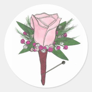 Rond Boutonniere Rose Mariage Sticker de chambre à fleu