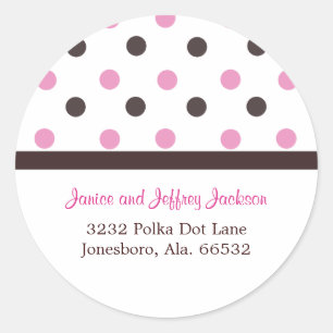 Rond Brown et rose : Sticker d'adresse de point Polka