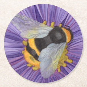 Rond Bumble Bee Gift Set de Dessous de verre Aquarelle