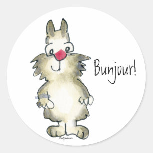 Rond Bunjour ! Sticker de lapin de dessin