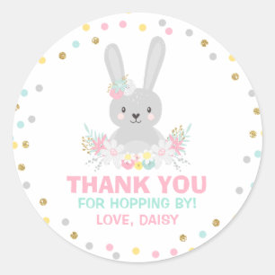 Rond Bunny Anniversaire Fête Favoriser Tag Un Sticker B
