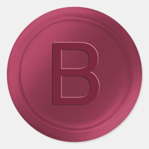 Rond Burgundy Pink Single Letter Wax Seal Look Sticker