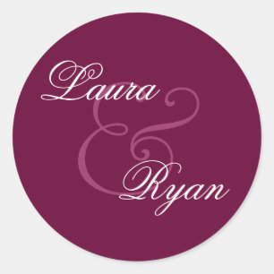 Rond BURGUNDY SILVER PINK Monogram Sticker Mariage