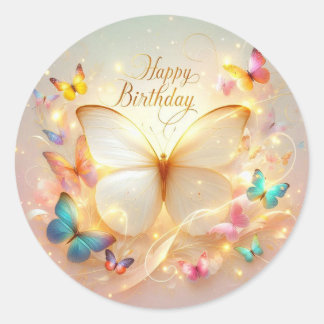 Rond Butterfly birthday sticker 