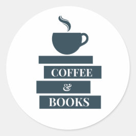 Rond Café et livres Sticker
