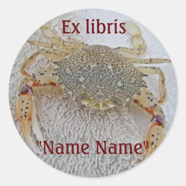 Rond Calico Crab Ex libris Sticker pour Customiser (Devant)