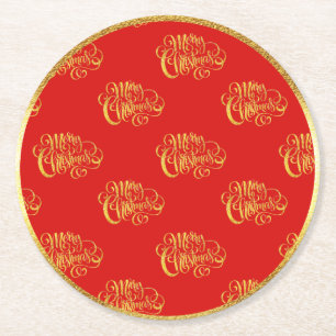 Rond Calligraphie d'or Joyeux Dessous de verre en papie