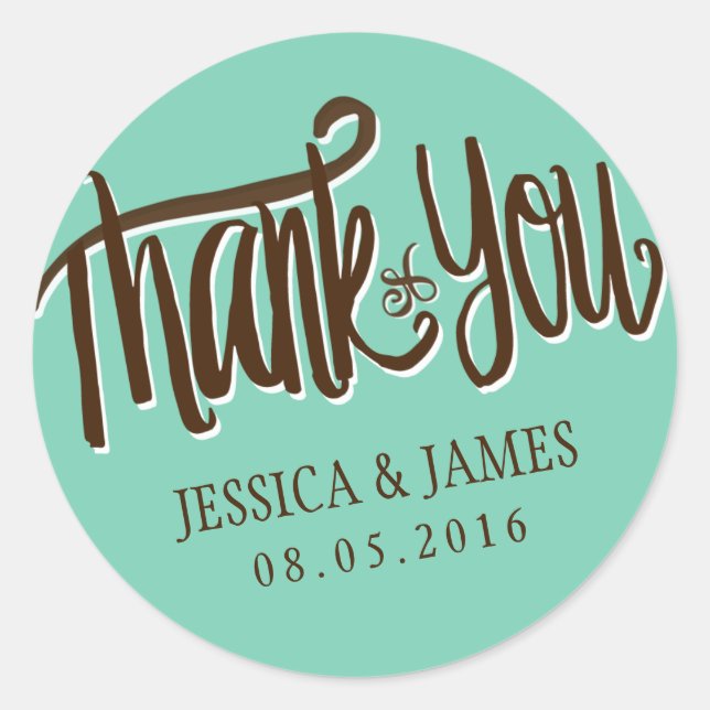 Rond Calligraphie Merci Mariage Favor Sticker (Devant)