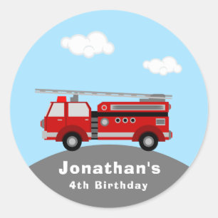Rond Camion à feu Anniversaire Classic Round Sticker