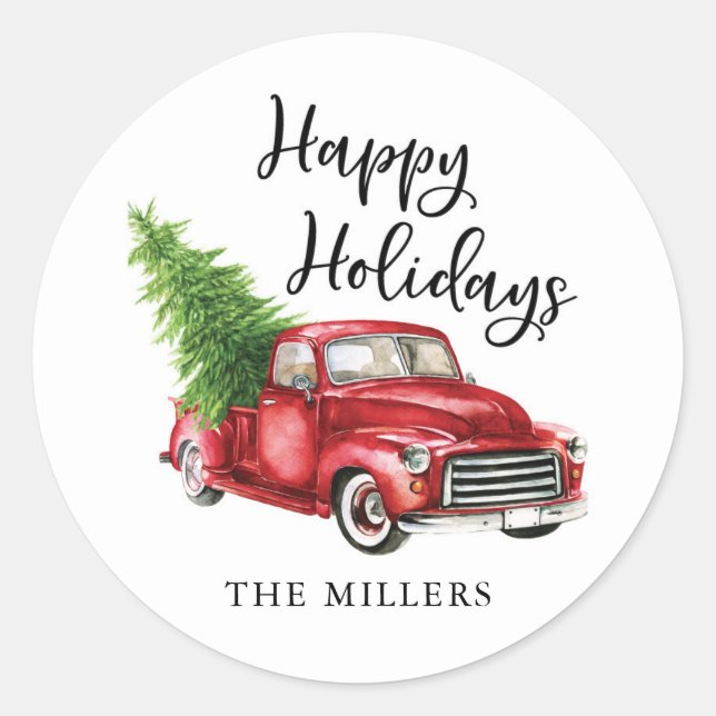 Rond Camion Happy Holidays Sticker (Devant)