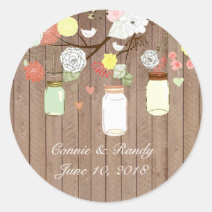 Rond Camion rustique Mason sur Sticker Mariage en bois