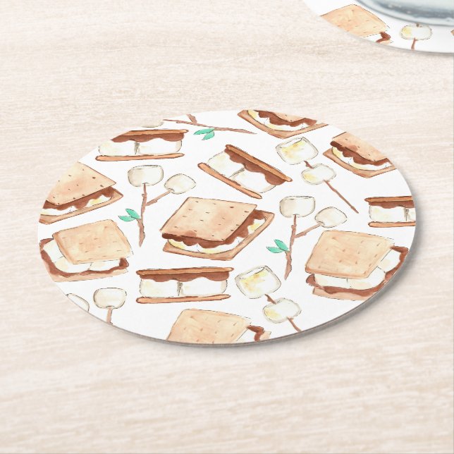 Rond Camping smores dessous de verre de fête d'annivers (Incliné)